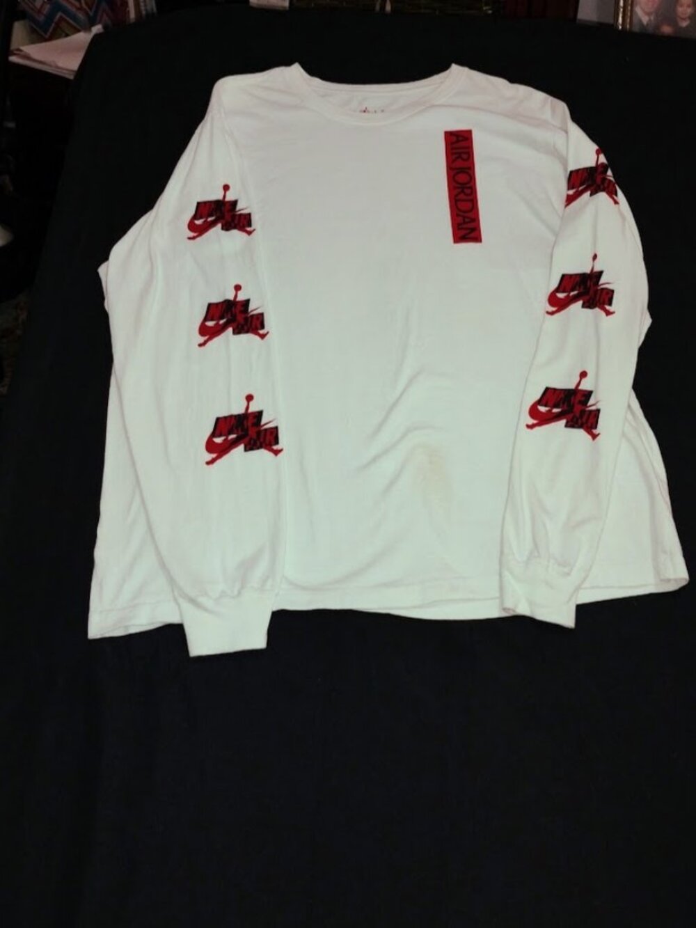 Nike Air Jordan Jumpman Classics Long Sleeve Graphic T-Shirt White Size XXL